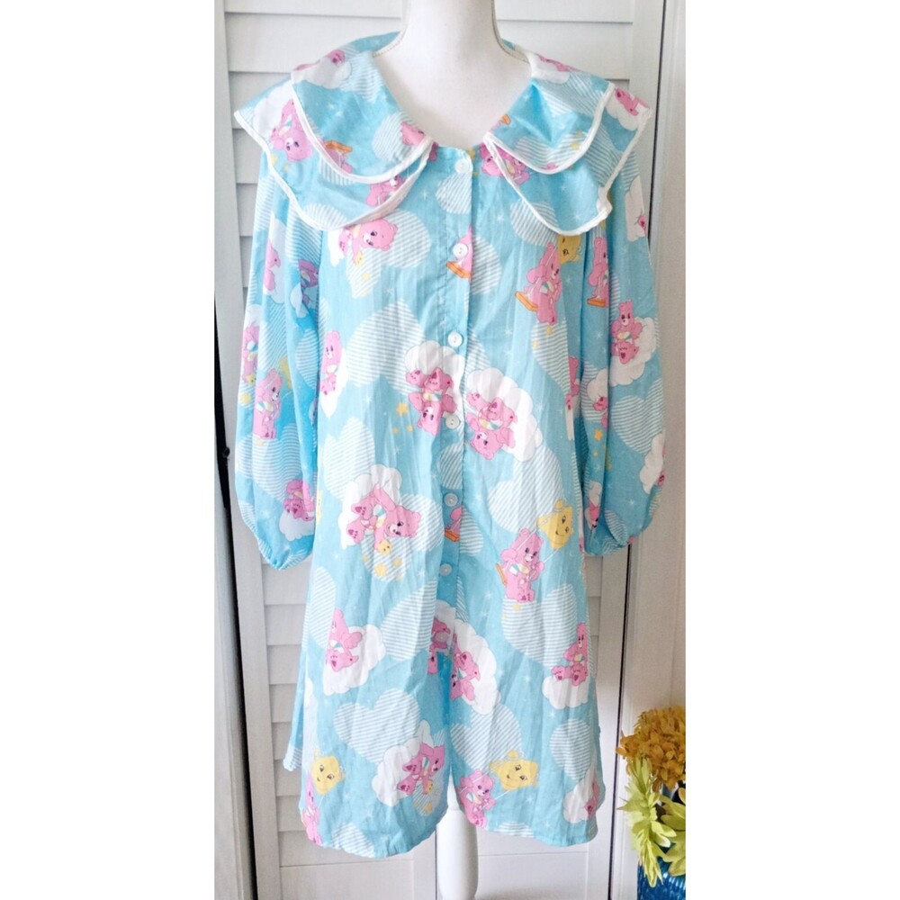 Miss Winny Care Bear Themed 3/4 sleeve‎ housedress with double collar S